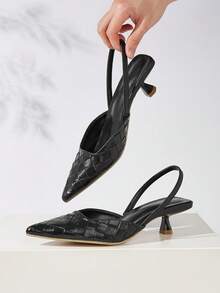 2024年女士新款时尚优雅后系带小众鞋（不对称鞋面） - 黑色 - 查看 2