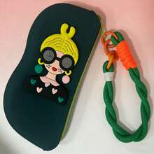 1个精美少女装饰硅胶可爱眼镜盒，防水，便携户外，时尚眼镜收纳袋，创意编织绳，卡通时尚眼镜袋，零钱包口红袋，手提包，手机袋，化妆包，旅行必备 - 彩色 - 查看 10