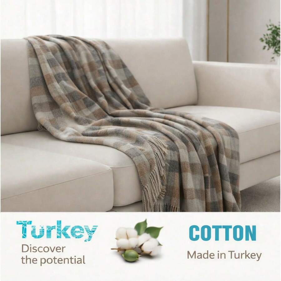 Ultra Soft 100% Acrylic Knit Blanket – Lightweight, Warm & Cozy & Made In Turkey - Mocha Brown - View 1