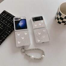 Fashionable Rhinestone Butterfly Folding Phone Case With Chain, Suitable For Samsung Galaxy Z Flip3 5G/Galaxy Z Flip 4 5G/Galaxy Z Flip 5 5G/Galaxy Z Flip 6 5G/Galaxy Z Flip 7 5G, Luxury Folding Screen Protective Cover - Multicolor - View 4