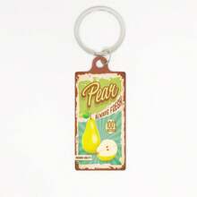 1个金属双面UV印刷水果元素钥匙扣，男女通用时尚配饰包包挂饰钥匙圈，适合作为礼物 - 彩色 - 查看 16