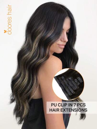 Bộ 7 kẹp tóc PU liền mạch DOORES 110g, tóc nối tự nhiên màu đen sang nâu nhạt, 100% tóc thật, vô hình và thoải mái, hòa quyện tự nhiên, nhẹ nhàng và thoải mái. Tóc nối cao cấp nguyên chất dành cho phụ nữ và bé gái, sử dụng hàng ngày, dễ đeo, tóc nối Remy quyến rũ, thanh lịch, giản dị, trang phục ngày lễ, cosplay, trường học, thể thao, kỳ nghỉ, du lịch, lễ hội, dạ hội, cosplay ngoài trời.