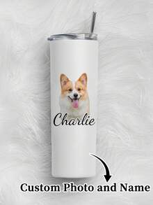 1pc 20oz/600ml Custom Pet Photo Water Cup, Personalized Straight Cup With Pet Name, Reusable All-Season Drinkware, Cute Birthday Holiday Family Gathering Gift, For Restaurant Living Room Bedroom Office Teahouse Home School - 款式3 - 查看 6