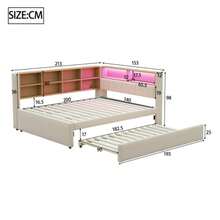 Sofa Bed 140*200, Pull-Out Bed 90*190 With USB Socket And Many Storage Compartments, Upholstered Bed, Multifunctional Sofa Bed, Single Bed, Beige. - Beige - View 2