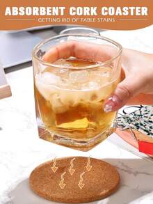 50/40/30/20/10 Non-Slip Cork Coaster Natural Round Wooden Cup Mat Heat Insulation Pads Tea Coffee Mug Drinks Holder Table Decoration - Multicolor - View 4