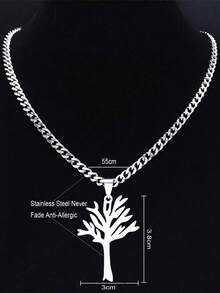 Funky Stainless Steel Tree Of Life Pendant Necklace - Silvery Hollow Design Fashion Accessory - Multicolor - View 5