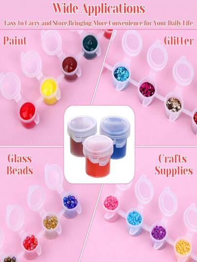 240 latas de pintura vacías, 40 mini contenedores de pintura acrílica con tapas, 6 cajas de pintura vacías conectadas de 3ml/0,1oz, adecuadas para estudiantes, caja de regalo de pintura exquisita