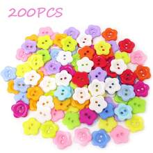 200pcs 1.2-1.5cm Mixed Color Small Flower Buttons, Suitable For Sewing, Knitting And Other Handicrafts; Colorful Resin Flower/Heart/Round/Star Shaped Double Hole Pink Sewing Buttons, Suitable For Clothing; Decorative Plastic Accessories, Suitable For Sewing, Clothing Accessories, Gifts, DIY Crafts, Scrapbooking, Handmade Sewing, Knitting, Dolls, Etc. - Multicolor - View 16