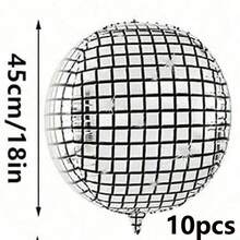 5/10/20个银色迪斯科球气球 - 22/18/10英寸，4D迪斯科球气球，适合迪斯科派对装饰 | 70年代派对装饰，迪斯科装饰 | 妈妈咪呀主题派对 - 彩色 - 查看 16