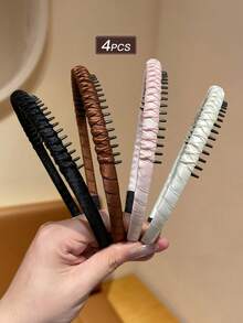 Conjunto de 4 pentes de cabelo femininos básicos antiderrapantes, design minimalista, duráveis e antiderrapantes, ideais para o dia a dia, festas, feriados, aniversários e outras ocasiões sociais. Ótima opção de presente para acessórios de cabelo. - Multicolorido - Ver 12