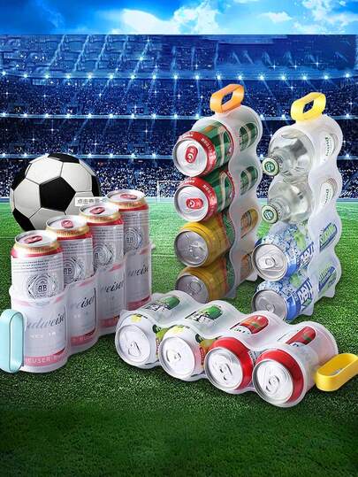 1 pezzo Rastrelliera portabevande per frigorifero, contiene 4 lattine, organizer per frigorifero per birra, bibite, scatola portabevande multifunzione, adatta per guardare partite sportive o programmi con amici e famiglia