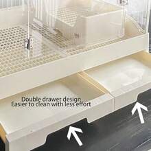 Jaula conejo con 4 ruedasplaca acrilica ornamental jaula grande Con dos recolectores de excrementos con cajones íbles para facir la limpieza jaula  para Gatos Cachorro Color : White - Blanco - Ver 5