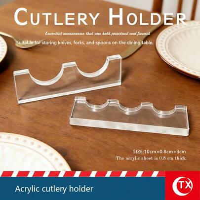 8mm Thick Acrylic Tableware Rack, High Transparency And Simple Design, Sturdy And Durable, Multi-Style Fork, Spoon And Knife Storage Rack, Suitable For Daily Meals, Ramadan Eid Al-Fitr Parties And Eid Al-Fitr Table Decoration.