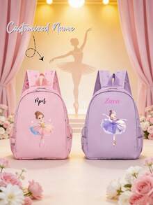 1 pieza Mochila mini personalizada de estilo minimalista elegante con estampado de ballet, adecuada para volver a la escuela, uso diario, salidas, escuela y viajes, también un excelente regalo de cumpleaños o Navidad. Patrón de impresión aleatorio. Se puede personalizar con su nombre, número de la suerte o fecha de aniversario. - Multicolor - Ver 1
