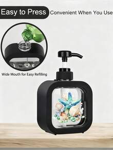 Bình đựng xà phòng nhà tắm sáng tạo với bơm tay, thiết kế nghệ thuật sinh vật biển với hình sao biển xanh lam, vỏ sò, sỏi và bong bóng, tạo nên vẻ đẹp tươi mới như tranh màu nước, thích hợp để trang trí phòng tắm, nhà bếp, bồn rửa, có thể dùng để đựng xà phòng rửa tay, sữa tắm, v.v. Bình đựng xà phòng rửa tay sáng tạo, bình phân phối, phụ kiện phòng tắm. - Nhiều màu - Xem 7