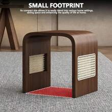 ASDF-SKJDFGH Bamboo Entrance Shoe Bench Multifunctional Rattan Square Stool Arched Foot Rest Side Table for Bedroom Living Room Balcony Utility Room Corridor Brown - Marrón - Ver 7