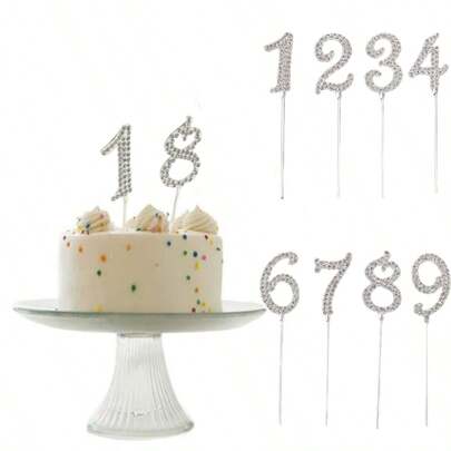 Crystal Rhinestones Cake Topper For Birthday Party Anniversary Valentine's Day Decorative Cake Topper For Party Supplies