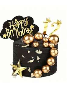 20/40个金色泡沫球蛋糕装饰，球形蛋糕顶饰，烘焙装饰，适用于婚礼、周年纪念、生日、圣诞节、万圣节、感恩节等场合，DIY蛋糕装饰用品 - 金色 - 查看 9