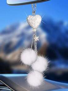 1pc Diamond Encrusted Heart Shaped Pendant Car Rearview Mirror Charm, Women's Car Accessory, Auto Decor - một kích cỡ - Xem 10