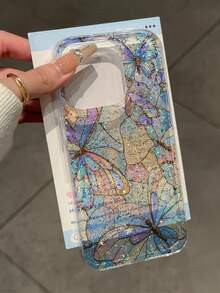 Premium IMD Glitter Gradient Butterfly Painting Shockproof Phone Case Compatible With IPhone 17pro/17Air /17/17promax 16/11/16pro/16plus/16promax/16e/15Promax/13/14/12/XS/XR/7G/8P, Premium Glitter Gradient Liquid Silicone Phone Case Compatible With IPhone 15Promax, New 14 Anti-Fall 13 Male/Female 12/11 Ultra-Thin Matte 14promax/11/14/13/Premium Plus Minimalist 15 Soft Silicone Shockproof Phone Protective Case - Multicolor - View 3