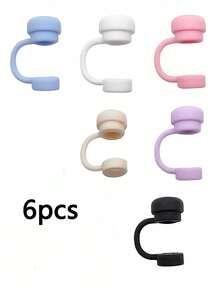 12pcs Straw Covers Cap Reusable Silicone Straw Toppers Compatible With Stanley Cup Spill Leak Stopper Splash Dust Proof Straws Cover Back To School - Multicolor - View 12