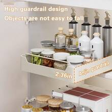 Pull-Out Kitchen Storage Box – No Drilling Required; Removable Single-Tier Design Saves Space - White - View 7