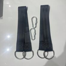 2 件装重型黑色吊床吊带套装，带安全锁 - 耐用面料，适用于户外露营、秋千吊床和游乐园配件，吊床配件