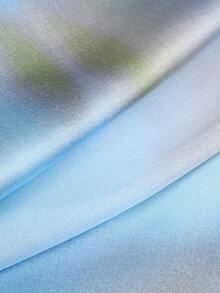 1pc Women's 70CM Fashion Women Scarf Satin Square Bandana Headscarf, Spring/Summer - Aqua Blue - View 7