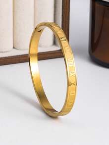 5pcs Titanium Steel Waterproof & Fade-Resistant Women's Fashion Bracelet, 18K Stainless Steel Ladies Jewelry, Gift For Girlfriend/Valentine's Day - Gold - View 11