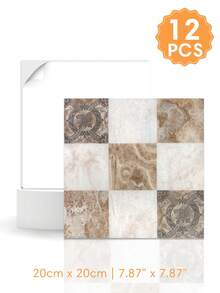 1/12/24 PCS Glossy Self-Adhesive Tile Wall Stickers - 20cm X 20cm, Waterproof, Easy To Install, For Kitchens, Bathrooms, RVs, Bedrooms, Etc., Vintage Wall Decor, Home DIY Decoration, Multiple Styles - Multicolor - View 16