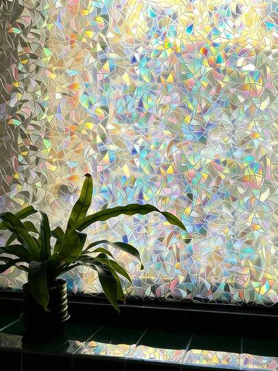 EXTRA WIDE 3D STAINED GLASS PRIVACY WINDOW FILM, One Way Anti Prying Eyes With 99% Heat Reduction & UV Block, Shatterproof Cover For Large Glass Door & Window, All Sizes (Width 30/40/50/60/70/80/90CM, Length Up To 500CM)