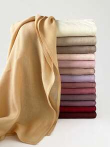 1 Peça - Lenço de Linho, Design Simples de Cor Sólida, Xale Leve Protetor Solar, Sensação Elegante Através da Fronteira Lenço Feminino, Lenço de Chiffon, Lenço Longo, Primavera/Verão para Vestido - Multicolorido - Visão 5