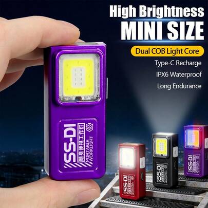 1pc Mini Dual Light Magnetic Work Light Type-C Fast Charge Metal Clip Hat Light 20g Ultra Light & Portable