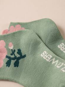 4 Pairs Girls/Kids Spring/Summer Solid Color Mid-Calf Socks, Cute Floral Decor, Fashion Minimalist, Soft Breathable Comfortable Durable Versatile School Socks, Suitable For Birthday Party, School Performance, Outdoor, Back To School - Multicolor - View 5