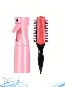 1/2/3/4/5/6/11/12件套全新9排梳子美发梳套装，侧槽设计增强卷发和分叉效果，干湿两用8齿梳，（6.8盎司/200毫升）多功能小型高压连续喷雾保湿旅行化妆水瓶 - 彩色 - 查看 12