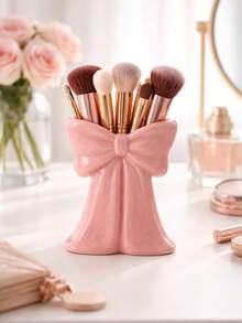 1/2 piezas Juego de cajas de almacenamiento de cosméticos con forma de lazo, soporte para brochas de maquillaje adecuado para tocador, dormitorio, baño, decoración del hogar linda, regalo para damas y amigas, decoración de sala de maquillaje, bolsa de maquillaje, artículo de viaje esencial - Multicolor - Ver 7