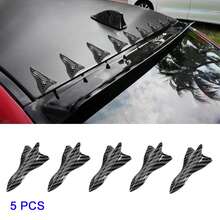 5件套空气涡流发生器碳纤维纹理扩散器鲨鱼鳍套装，兼容扰流板、车顶尾翼、尖头尾翼，通用汽车配件，适用于大多数轿车、SUV、厢式货车（黑色/碳纤维纹理） - 碳纖紋 - 查看 8