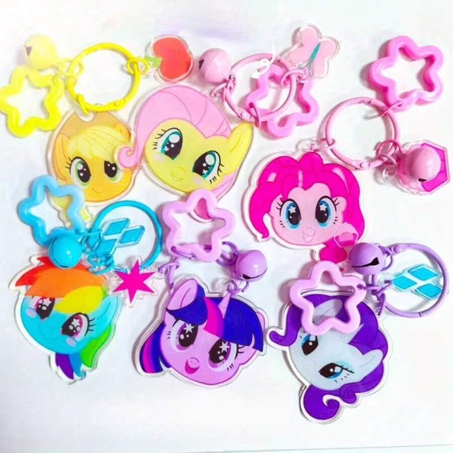 MY LITTLE PONY 1个可爱卡通人物钥匙扣，带铃铛吊坠，超级可爱，是送给女孩和动漫迷的理想礼物，也是卡哇伊度假必备包包配件。 - 彩色 - 查看 1