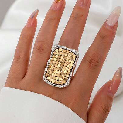 1pc Vintage Thick Exaggerated Ring, Minimalist Oversized Ring, Suitable For Women's Daily Wear