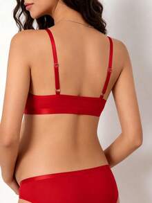Hart & Haze Maternity Solid Color Lace Trim Nursing Bra Without Padding Maternity - Red - View 4
