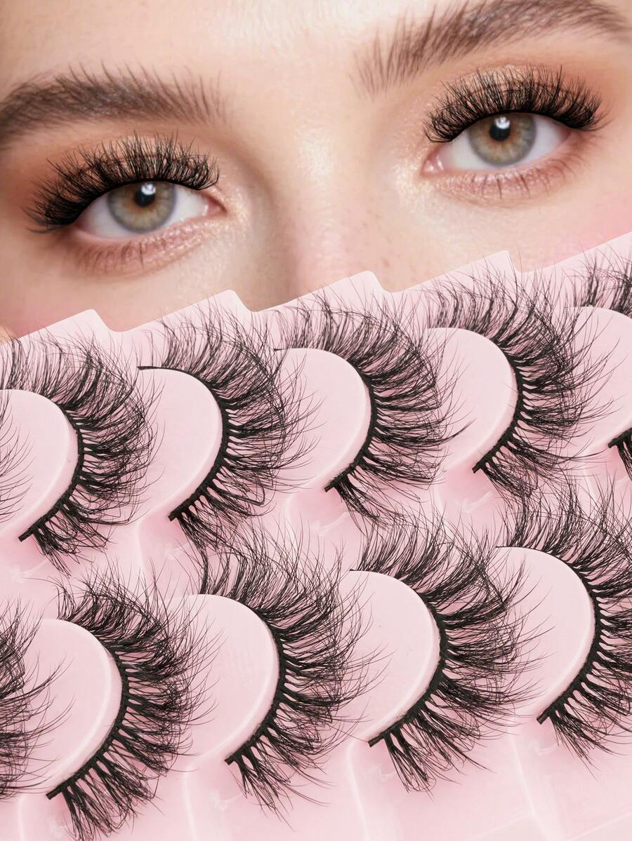 7对猫眼假睫毛，自然短款蓬松卷翘睫毛，适合女生日常妆容和通勤。 - 自然短款 - 查看 1