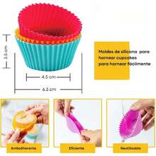 Set de 24 Moldes de Silicona para Hornear Cupcakes,C apacillos Reutilizables, Molde para Cupcakes Antiadherentes y Resistentes, Moldes de Silicona para hornear Muffins Suaves (Colores arcoíris),40808382 - Naranja Quemada - Ver 2