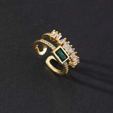 Vintage Grandmother Green Gemstone Ring Eye Snake Metal Ring Niche Design Temperament Open Ring N7DP - E - 查看 6
