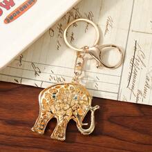 Luxury Creative Drip Oil Elephant Cartoon Keychain Small Pendant Accessories Rhinestone Metal Animal Wholesale Bohemian Zinc Alloy Jewelry, Winter - Multicolor - View 6