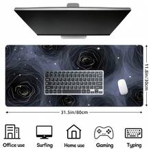 1pc Black Rose Flower Mouse Pads , Full Keyboard Mat, Long Laptop Mousepad, Computer Mouse Mat For Home And Office, Anti-Slip Rubber Base - Multicolor - View 8