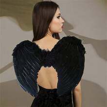 白色天使翅膀服装配饰，天使头箍 - 适合圣诞节、万圣节、派对、角色扮演和其他装扮场合 - 彩色 - 查看 4