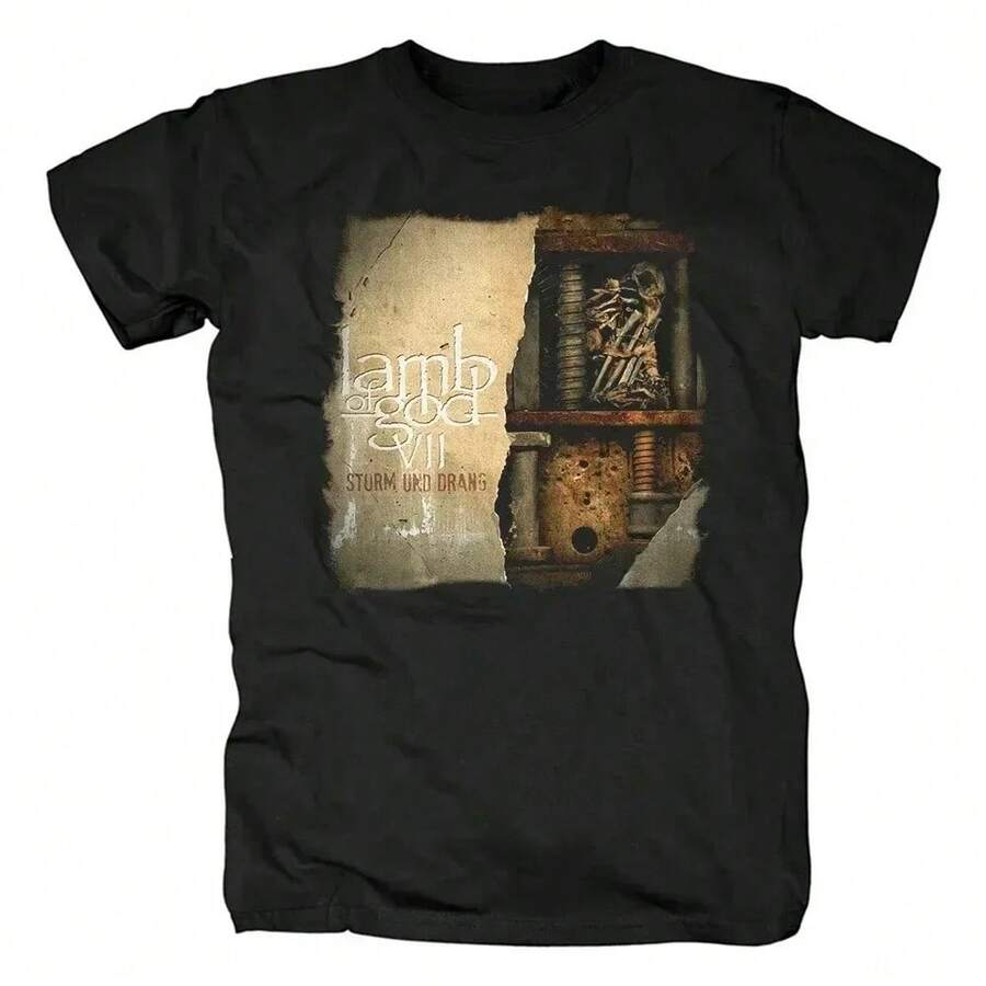 Camisetas de algodón para hombres y mujeres, camiseta de la banda Lamb of God Heavy Spirit, camiseta de patrón de verano, camiseta de ropa urbana Harajuku - Negro - Ver 1