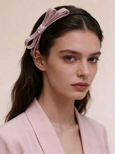 1pc Women's Elegant Bow Headband, High-Quality Hair Accessory For School, Formal Events, Parties, Dates Hairband