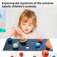 Children's Solar System Eight Planets Cognitive 3D Stereoscopic Puzzle Children's Eight Planets Early Education Toy Puzzle Cognitive Universe Solar System Planets Wooden Matching Board Astronomy Science Popularization Model Children's Interest Cultivation Parent Child Interaction Gift - Multicolor - View 3