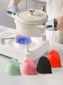 2pcs/4pcs Silicone Heat Resistant Gloves, Microwave Oven Gloves, Oven Mitts, Mini Cooking, Baking And Grilling Gloves, Essential Kitchen Accessories - Grey - View 1